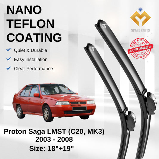 Proton Saga Iswara Premium Quality Car Wiper 1set 18"+19" Universal Hook Free Microfibre Cloth