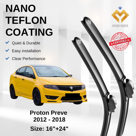 Proton Exora/Preve Premium Quality Japan Tech Car Wiper Accessories 16"+24" Universal Hook-Include Free Microfibre Cloth