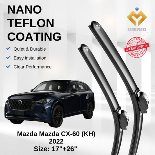 Mazda CX-60(KH) Premium Japan Tech Car Wiper Accessories 17”+26” Universal Hook–Includes Free Microfibre Cloth!
