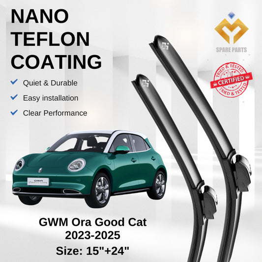 GWM Ora Good Cat Premium Japan Tech Car Wiper 15”+24” Type 01/16 Clip, Free Microfibre Cleaning Cloth
