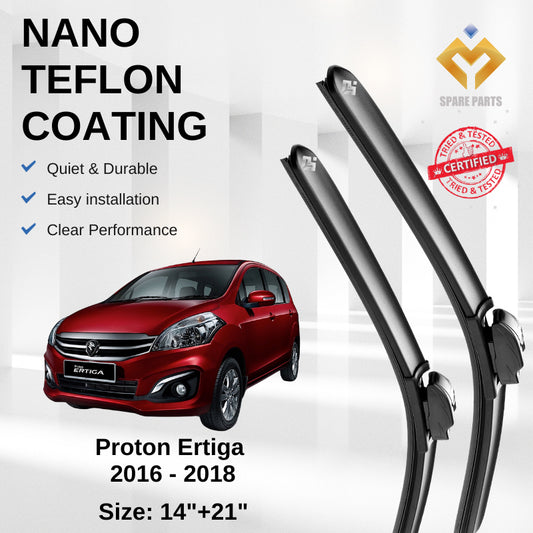Proton Ertiga 2016-2018 Premium Quality Japan Tech Car Wiper Accessories 14"+21" Universal Hook-Free Microfibre Cloth