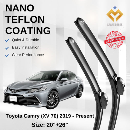 Toyota Camry XV70 Premium Quality Japan Nano Car Wiper Accessories 20"+26" Universal Hook- Include Free Microfibre Cloth