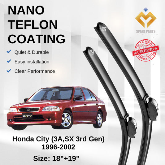 Honda City 3rd Gen Premium Quality Japan Tech Car Wiper Accessories 18"+19" Universal Hook-Include Free Microfibre Cloth