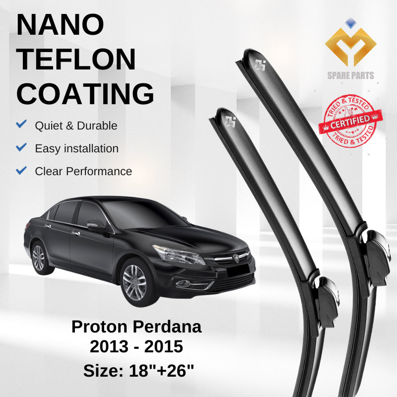 Proton Perdana 2013-2016 Premium Japan Tech Car Wiper Accessories 18”+26” Universal Hook–Includes Free Microfibre Cloth!