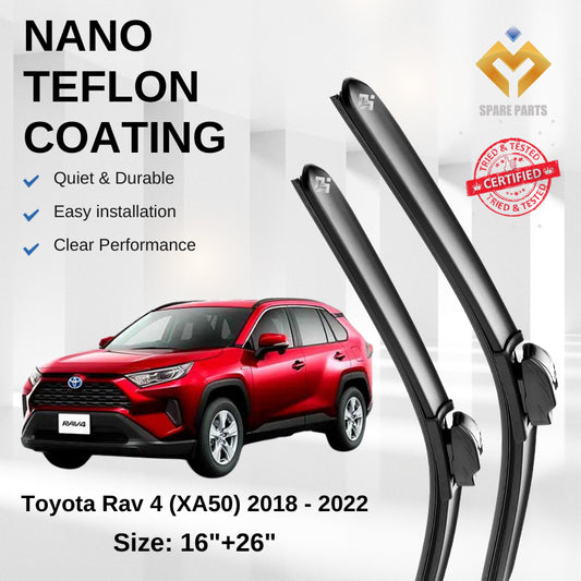 Toyota Rav4 XA40/XA50 Premium Japan Tech Car Wiper Accessories 16”+26” Universal Hook–Includes Free Microfibre Cloth!