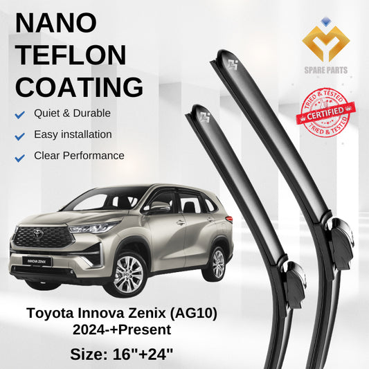 Toyota Innova Zenix (AG10) Premium Japan Tech Car Wiper Accessories 16”+24” Universal Hook–Includes Free Microfibre Clot