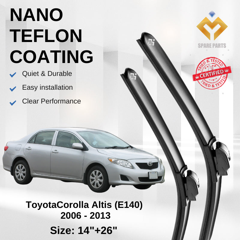 Toyota Corolla Altis Premium Japan Tech Car Wiper Accessories 14”+26” Universal Hook–Includes Free Microfibre Cloth!