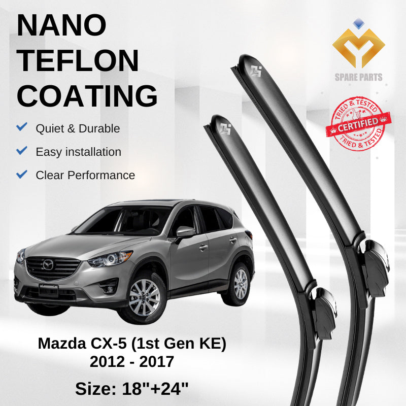 Mazda CX5 1st Gen Ke 2012 Premium Japan Tech Car Wiper Accessories 18”+24” Universal Hook–Includes Free Microfibre Cloth