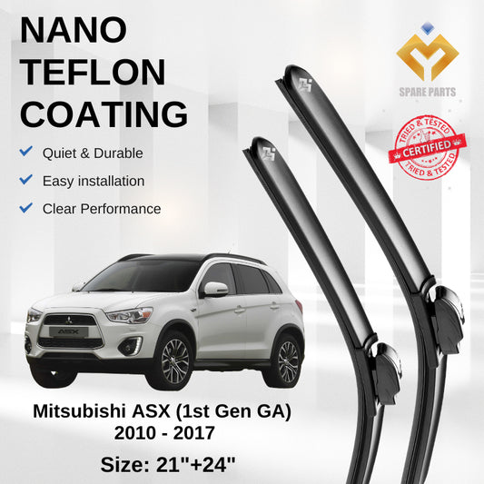 Mitsubishi ASX 1st Gen GA 2010 to 2017 Premium Japan Tech Car Wiper Accessories 21”+24”Universal Hook–Includes Free Gift