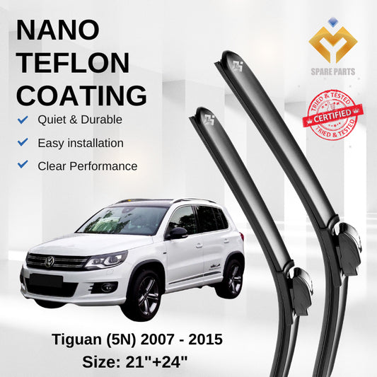 Volkswagen Tiguan 5N (2007-2015) Premium Japan Tech Car Wiper 21”+24” Type 01 Clip, Free Microfibre Cleaning Cloth
