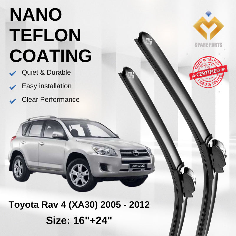 Toyota Rav 4 XA30 Premium Japan Tech Car Wiper Accessories 16”+24” Universal Hook–Includes Free Microfibre Cloth!