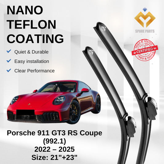 Porsche 911 GT3 RS Coupe (992.1) 2022-2025 Premium Japan Tech Car Wiper Accessories 21”+23” Type 01/04 Clip With Gift!