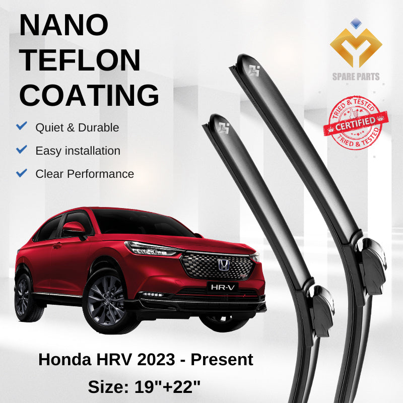 Honda HRV 2023-Present Premium Japan Tech Car Wiper Accessories 19”+22” Universal Hook–Includes Free Microfibre Cloth!