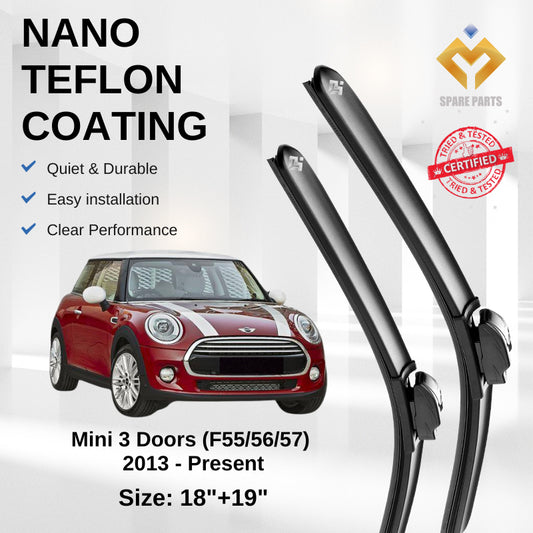 Mini Cooper F55/56/57 (2013-Present) Premium Japan Tech Car Wiper 18"+19" Type 02, Free Microfibre Cleaning Cloth