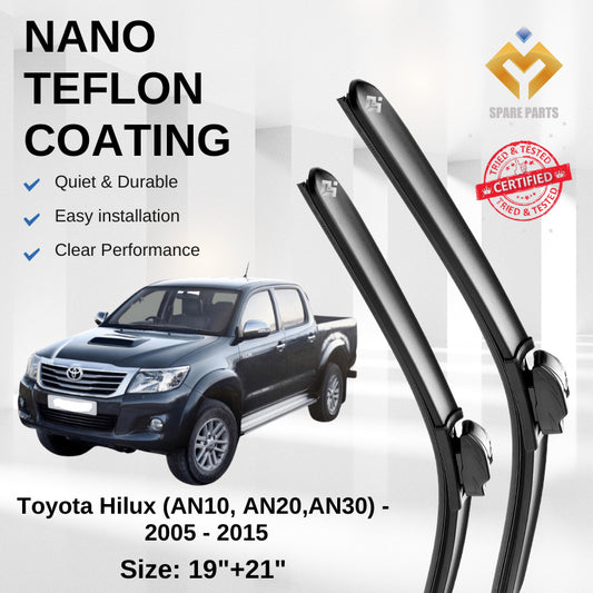 Toyota Hilux AN10 AN20 AN30 Premium Quality Japan Nano Car Wiper 1set 19"+21" U Hook Free Microfibre Cloth
