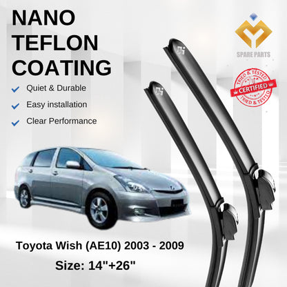 Toyota Wish PriusC Premium Quality Japan Nano Car Wiper 1set 14"+26"U Hook Free Microfibre Cloth