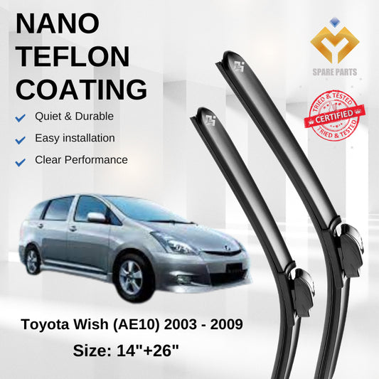 Toyota Wish PriusC Premium Quality Japan Nano Car Wiper 1set 14"+26"U Hook Free Microfibre Cloth
