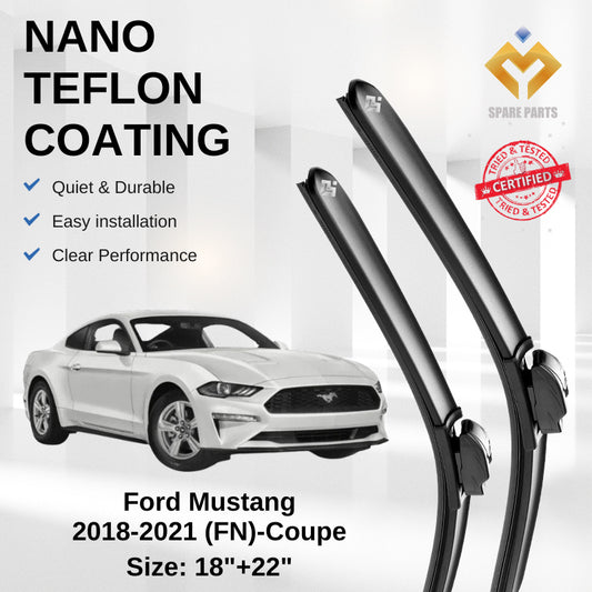 Ford Mustang Coupe FN 2018-2021 Premium Japan Tech Car Wiper Accessories 18”+22” Type 07 Clip- Includes Free Gift!