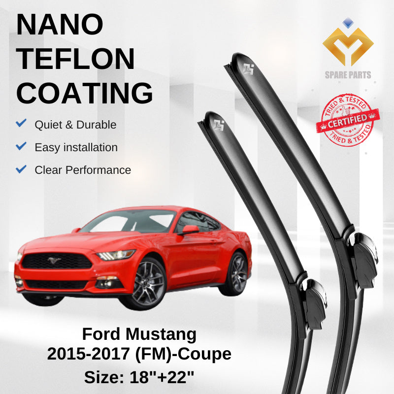 Ford Mustang Coupe FM 2015-2017 Premium Japan Tech Car Wiper Accessories 18”+22” Type 07 Clip- Includes Free Gift!!