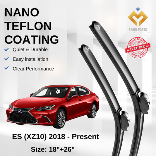 Lexus ES XZ10 (2018-Present) Premium Japan Tech Car Wiper 18"+26" Universal Hook, Free Microfibre Cleaning Cloth