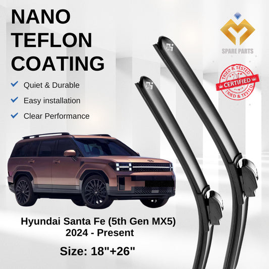 Hyundai Santa Fe (5th Gen MX5) 2024 - Present Premium Japan Tech Car Wiper Accessories 18”+26” U-Hook-Includes Gift