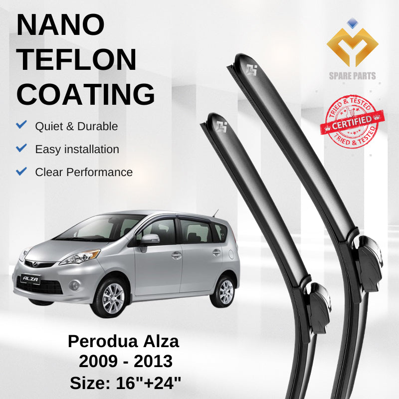 Perodua Alza Premium Quality Japan Tech Car Wiper Accessories 16"+24" Universal Hook-Include Free Microfibre Cloth