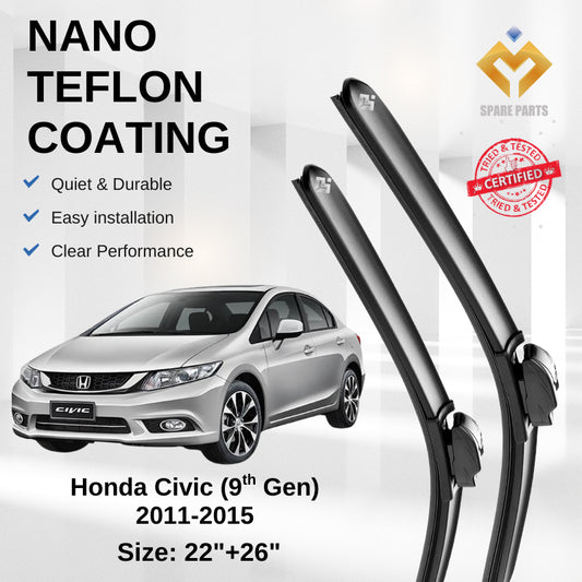 Honda Civic 8th 9th Gen Premium Quality Japan Tech Car Wiper Accessories 22"+26" Universal Hook-Free Microfibre Cloth