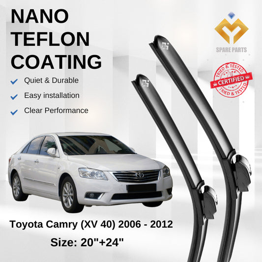 Toyota Camry XV40 2006-2012 Premium Quality Japan Nano Car Wiper 1set 20"+24" U Hook Microfibre Cloth