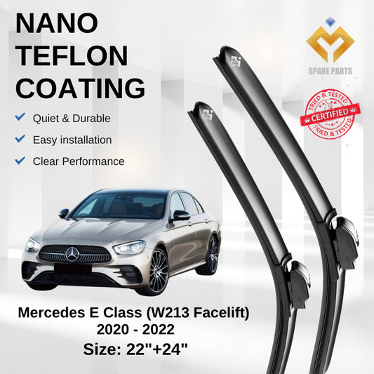 Mercedes E Class W213 Facelift 2020-2022 Premium Quality Japan Tech Car Wiper 1set 22"+24" Type 11 Clip-With Free Gift