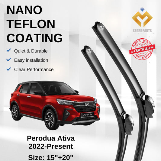 Perodua Ativa Premium Quality Japan Car Wiper Accessories 15"+20" Type 02-Includes Free Microfibre Cloth