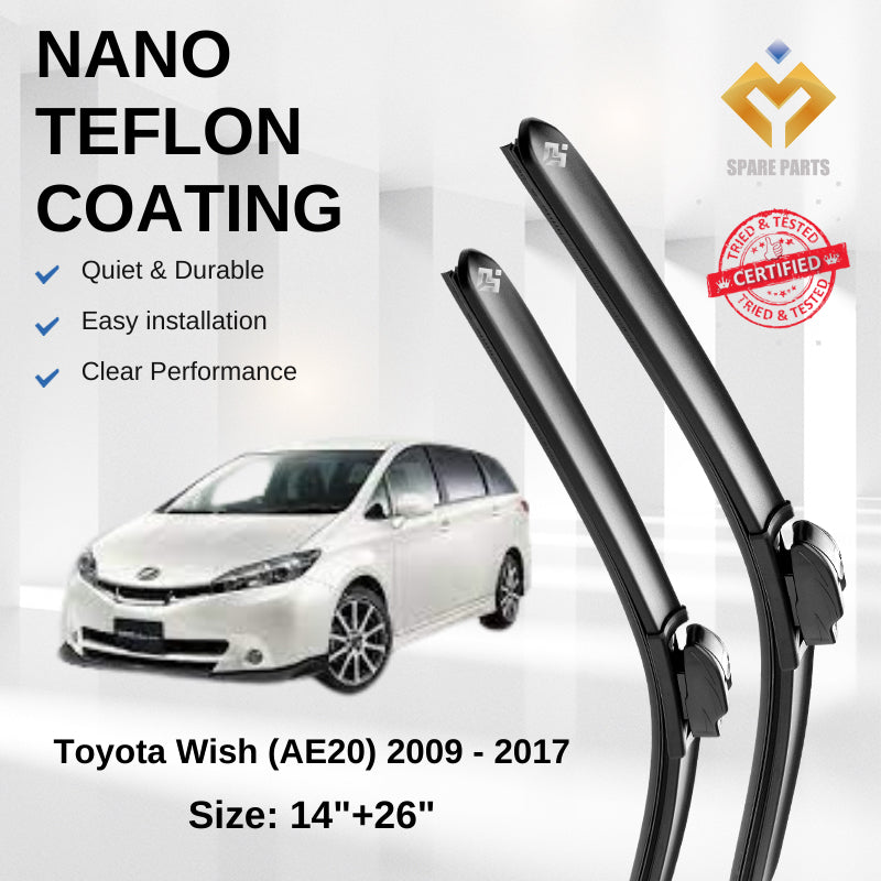 Toyota Wish PriusC Premium Quality Japan Nano Car Wiper 1set 14"+26"U Hook Free Microfibre Cloth