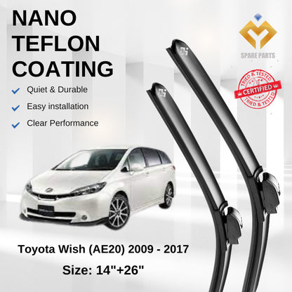Toyota Wish PriusC Premium Quality Japan Nano Car Wiper 1set 14"+26"U Hook Free Microfibre Cloth