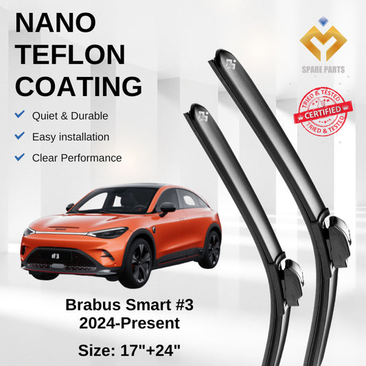 Brabus Smart #3 2024-Present Premium Japan Tech Car Wiper Accessories 17”+24” Type 01/04 Clip- Includes Free Gift