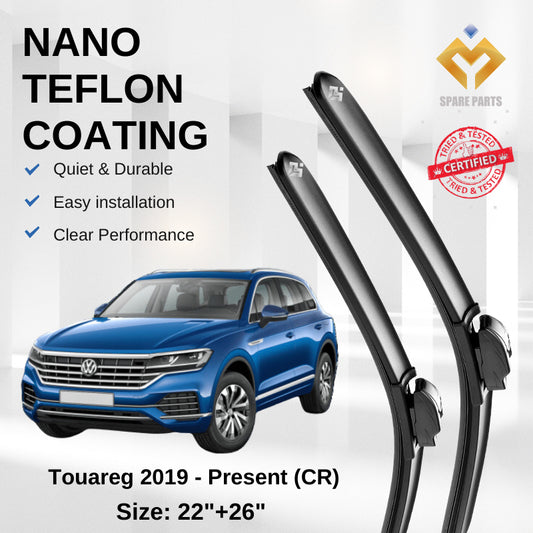 Volkswagen Touareg CR (2019-Present) Premium Japan Tech Car Wiper 22”+26” Type 04 Clip, Free Microfibre Cleaning Cloth