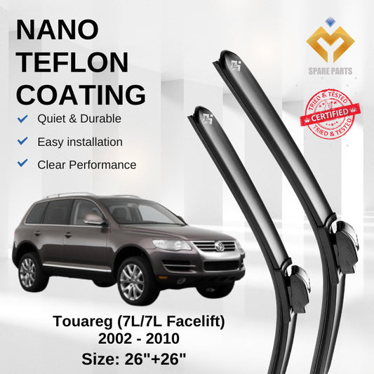 Volkswagen Touareg 7L/Facelift (2002-2010) Premium Japan Tech Car Wiper 26”+26” Type 03 Clip, Free Microfibre Cloth