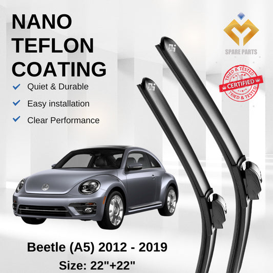 Volkswagen Beetle A5 (2012-2019) Premium Japan Tech Car Wiper 22”+22” Type 01/04 Clip, Free Microfibre Cleaning Cloth