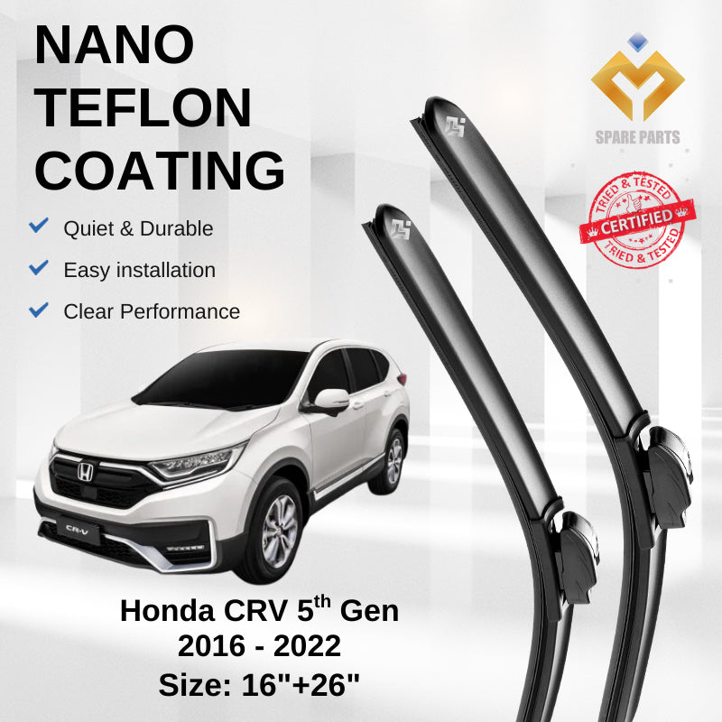 Honda CRV 2006-2022 3rd to 4th Gen Premium Quality Japan Tech Car Wiper 1set 16"+26" U Hook Free Microfibre Cloth