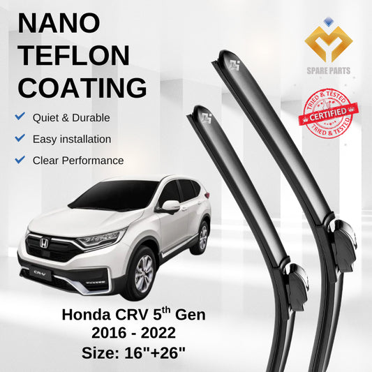 Honda CRV 2006-2022 3rd to 4th Gen Premium Quality Japan Tech Car Wiper 1set 16"+26" U Hook Free Microfibre Cloth