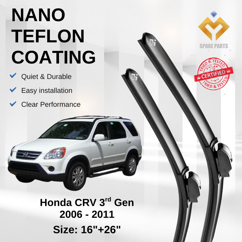 Honda CRV 2006-2022 3rd to 4th Gen Premium Quality Japan Tech Car Wiper 1set 16"+26" U Hook Free Microfibre Cloth
