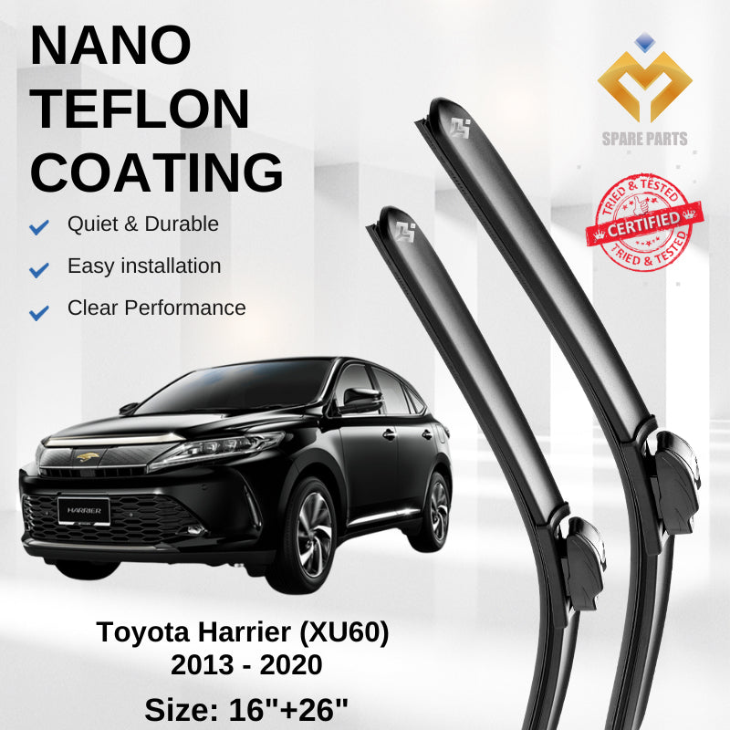 Toyota Harrier XU60 XU80 Premium Quality Japan Tech Car Wiper 1set 16"+26" U Hook Free Microfibre Cloth