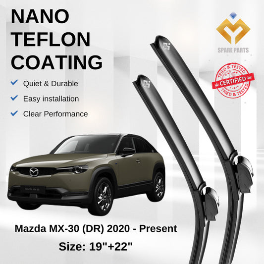 Mazda MX30 2023-Present Premium Japan Tech Car Wiper Accessories 19”+22” Universal Hook–Includes Free Microfibre Cloth!
