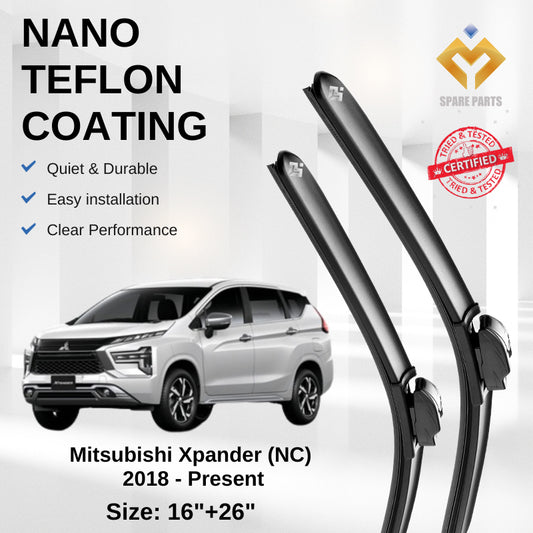Mitsubishi Xpander 2018 Premium Japan Tech Car Wiper Accessories 16”+26” Universal Hook–Includes Free Microfibre Cloth!