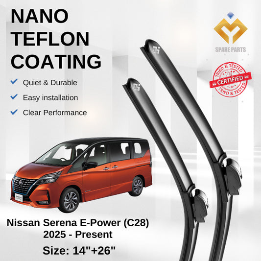 Nissan Serena E-Power 2025 Premium Japan Tech Car Wiper Accessories 14”+26” Universal Hook–Includes Free Gift !