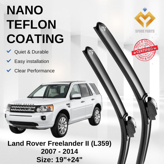 Land Rover Freelander II (L359) Premium Japan Tech Car Wiper Accessories 19”+24” Type 07 Clip- Includes Free Gift!