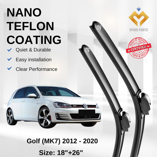 Volkswagen Golf MK7 (2012-2020) Premium Japan Tech Car Wiper 18”+26” Type 04 Clip, Free Microfibre Cleaning Cloth