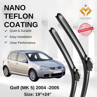 Volkswagen Golf MK5 (2004-2005) Premium Japan Tech Car Wiper 19”+24” Type 03 Clip, Free Microfibre Cleaning Cloth