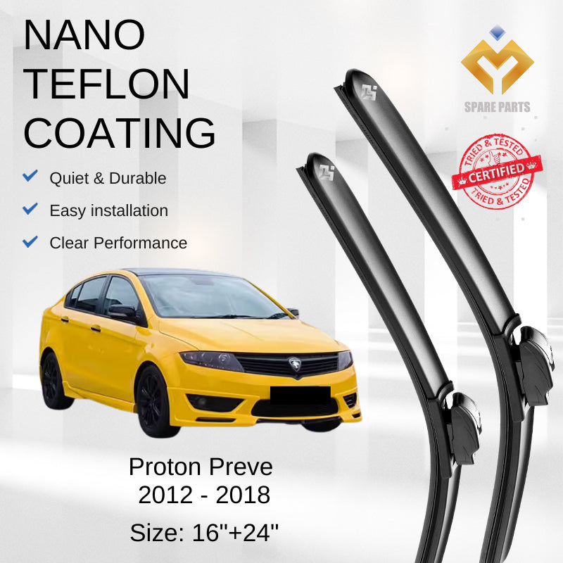 Proton Exora/Preve Premium Quality Japan Tech Car Wiper Accessories 16"+24" Universal Hook-Include Free Microfibre Cloth