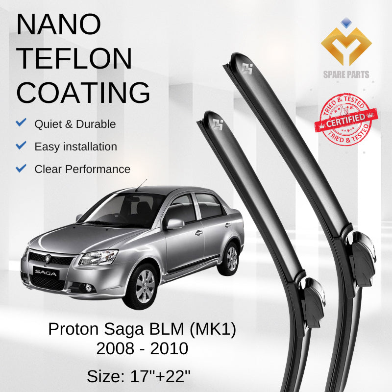 Proton Saga FL FLX BLM Premium Japan Tech Quality Car Wiper Accessories 17"+22" Universal Hook Free Microfibre Cloth