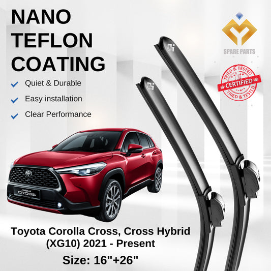 Toyota Corolla Cross Cross Hybrid XG10 Premium Quality Japan Tech Car Wiper 1set 16"+26" U Hook Free Microfibre Cloth