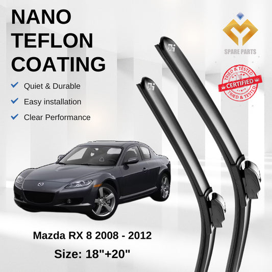 Mazda RX8 2008 Premium Japan Tech Car Wiper Accessories 18”+20” Universal Hook–Includes Free Microfibre Cloth!